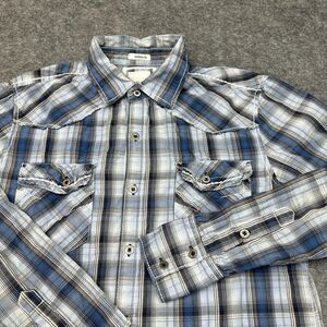 BKE Western Shirt Mens Small Athletic Fit Plaid Rivets Cowboy Rodeo Ranch Buckle